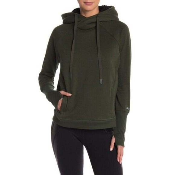 ALO Yoga Tops - NWT Alo Frost long sleeve hoodie - hunter/black - size L